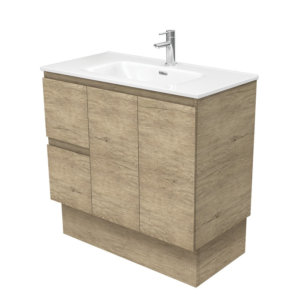 Fienza Joli Edge Vanity On Kickboard Left Drawers (1 Taphole) 900mm Scandi Oak JOL90SKL