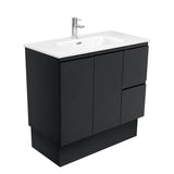 Fienza Joli Fingerpull Vanity On Kickboard Right Drawers (1 Taphole) 900mm Satin Black JOL90ZBKR