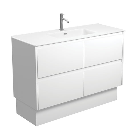 Fienza Joli Amato Vanity On Kickboard (1 Taphole) 1200mm Satin White/Matte White JOLM120BWK
