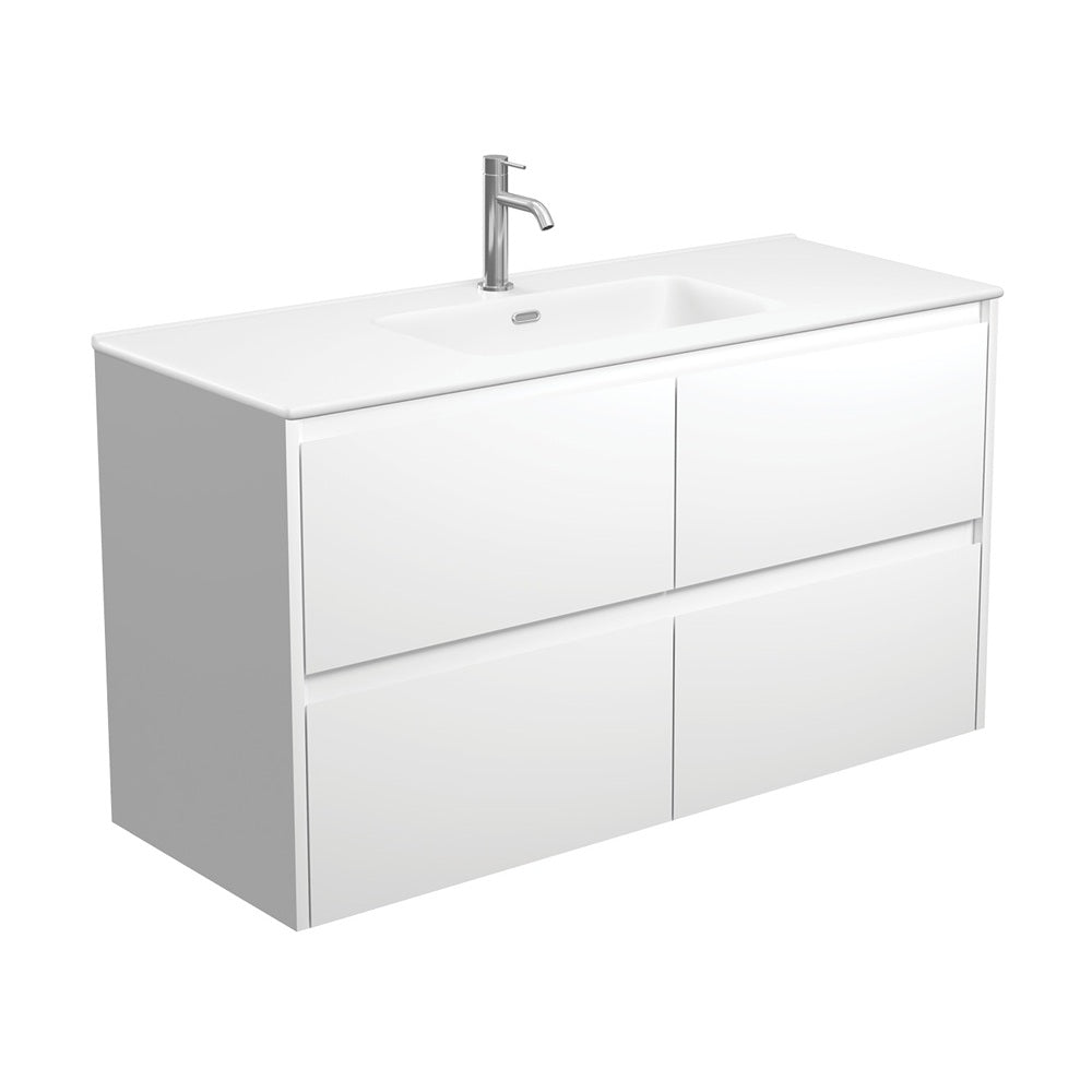 Fienza Joli Amato Vanity Wall Hung (1 Taphole) 1200mm Satin White/Matte White JOLM120BW