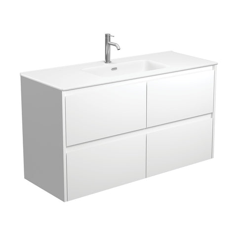 Fienza Joli Amato Vanity Wall Hung (1 Taphole) 1200mm Satin White/Matte White JOLM120BW