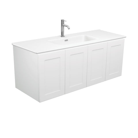 Fienza Joli Mila Shaker Wall Hung Vanity No Handles (1 Taphole) 1200mm Matte White JOLM120M