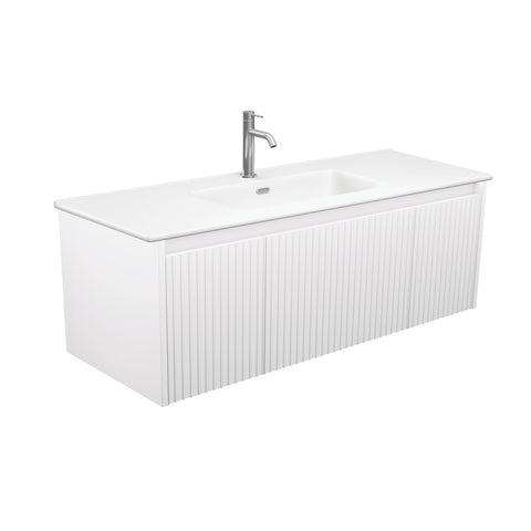 Fienza Joli Alina Wall Hung Vanity (1 Taphole) Satin White/Matte White 1200mm JOLM120RW