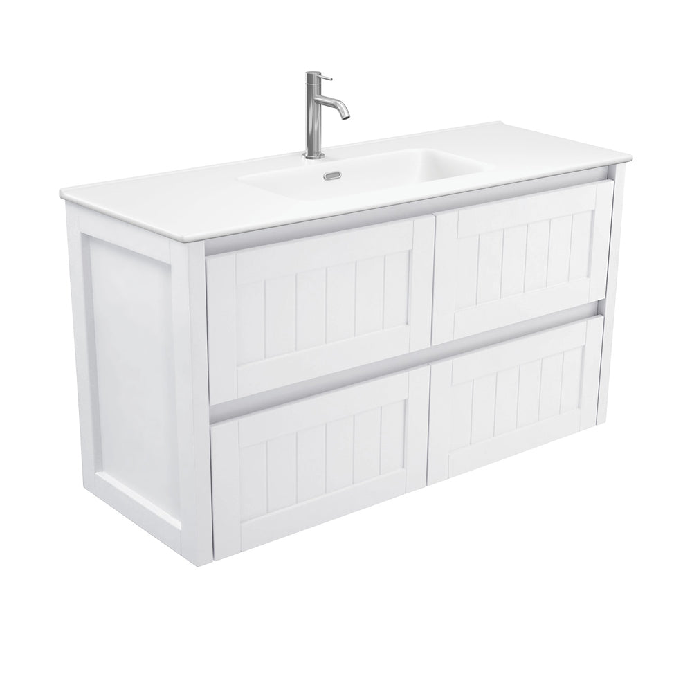 Fienza Joli Hampton Wall Hung Vanity (1 Taphole) 1200mm Matte White JOLM120T