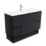 Fienza Joli Fingerpull Vanity On Kickboard (1 Taphole) 1200mm Matte White/Satin Black JOLM120ZBK