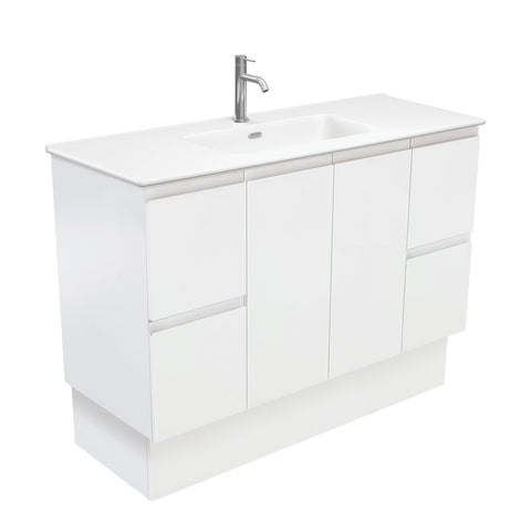 Fienza Joli Fingerpull Vanity On Kickboard (1 Taphole) 1200mm Matte White/Satin White JOLM120ZK