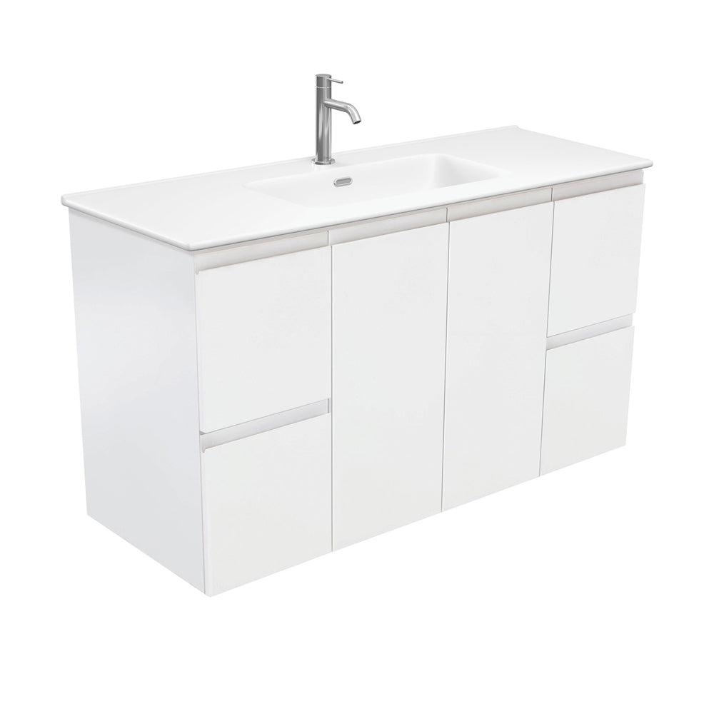 Fienza Joli Fingerpull Wall Hung Vanity (1 Taphole) 1200mm Matte White/Satin White JOLM120Z