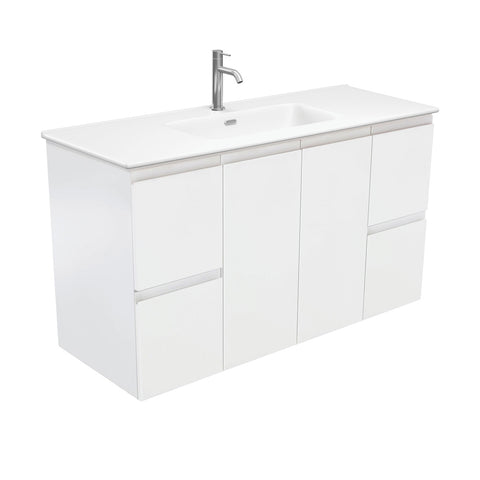 Fienza Joli Fingerpull Wall Hung Vanity (1 Taphole) 1200mm Matte White/Satin White JOLM120Z