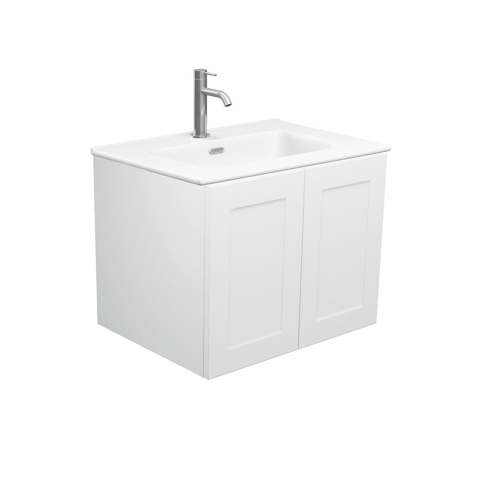 Fienza Joli Mila Shaker Wall Hung Vanity No Handles (1 Taphole) 600mm Matte White JOLM60M