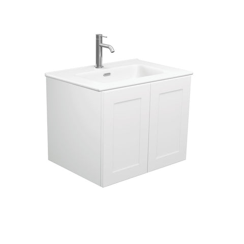 Fienza Joli Mila Shaker Wall Hung Vanity No Handles (1 Taphole) 600mm Matte White JOLM60M