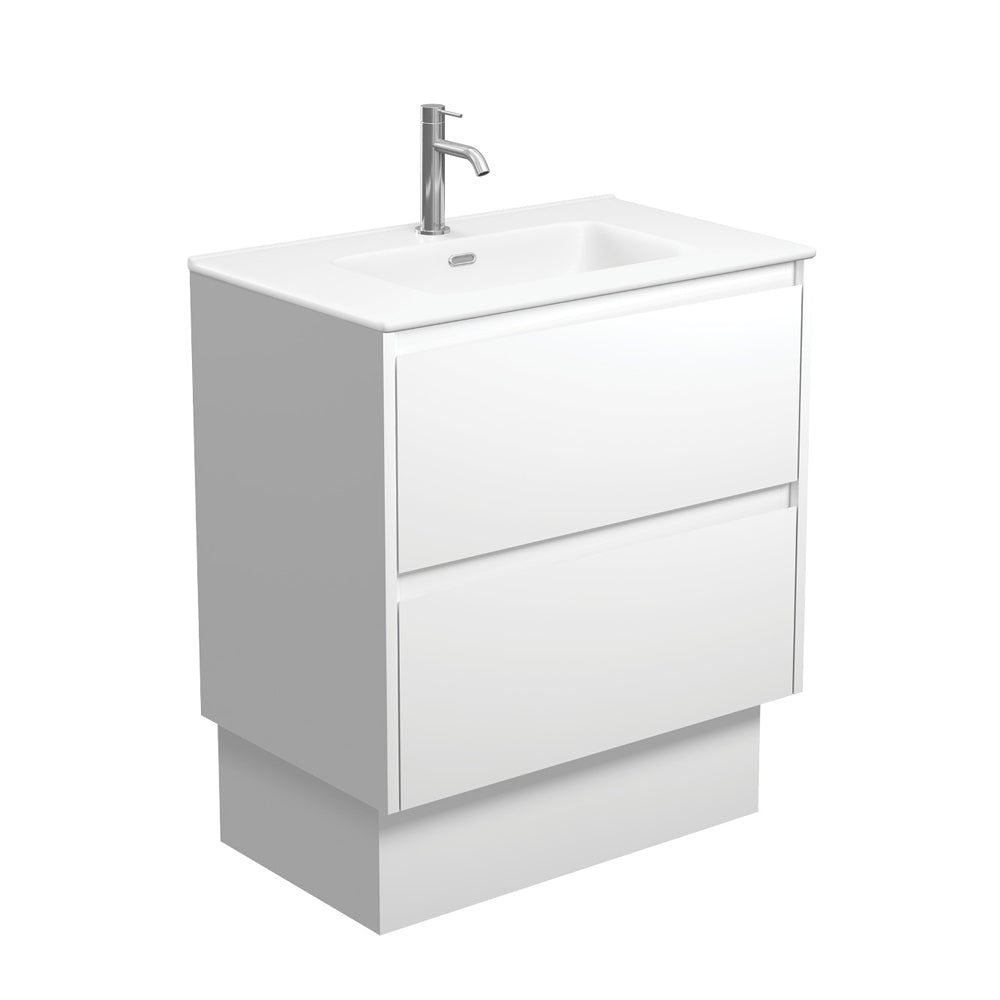 Fienza Joli Amato Vanity On Kickboard (1 Taphole) 750mm Matte White/Satin White JOLM75BWK