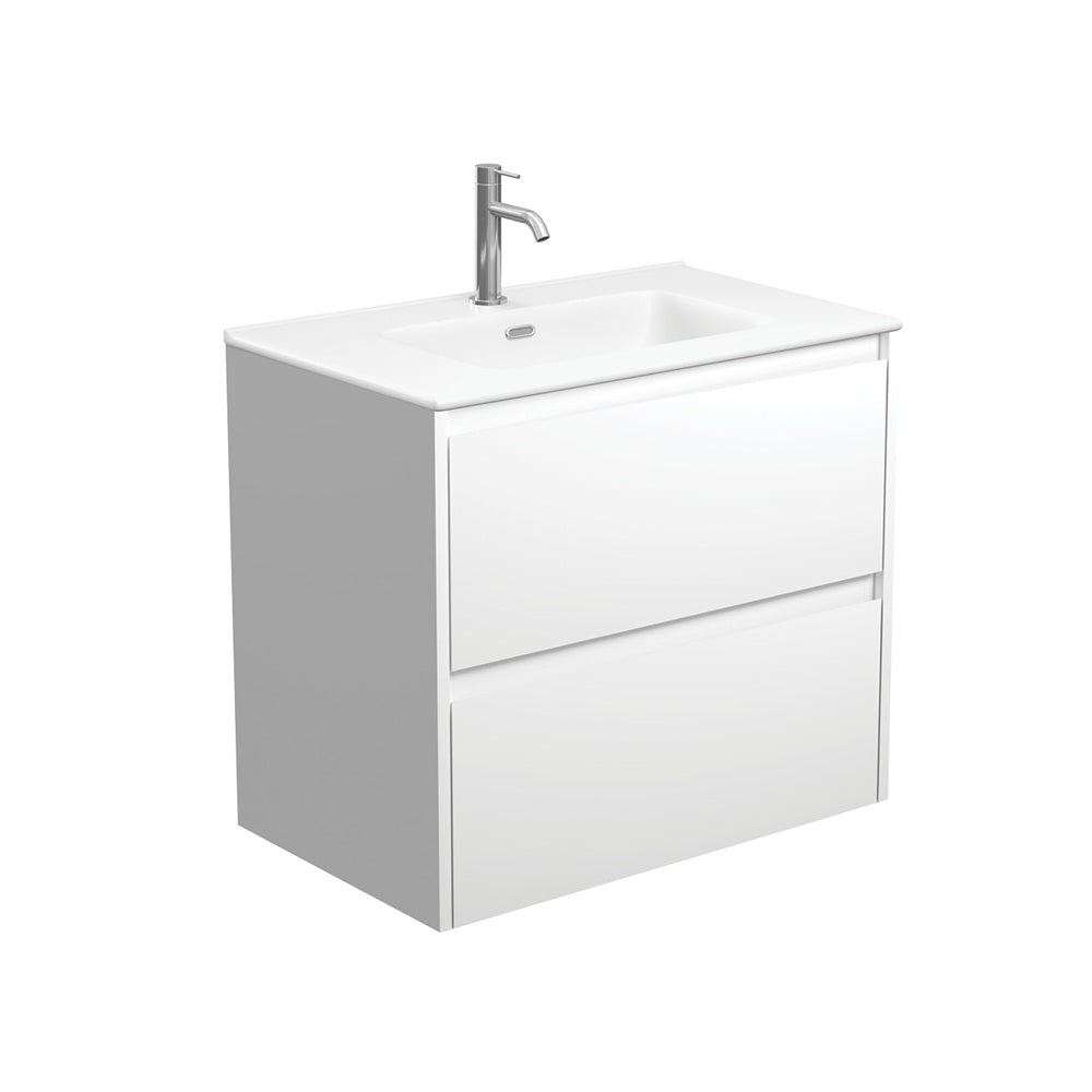 Fienza Joli Amato Vanity Wall Hung (1 Taphole) 750mm Matte White/Satin White JOLM75BW