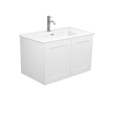 Fienza Joli Mila Shaker Wall Hung Vanity No Handles Left Drawers (1 Taphole) 750mm Matte White JOLM75ML
