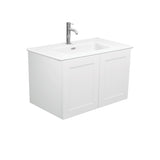 Fienza Joli Mila Shaker Wall Hung Vanity No Handles Right Drawers (1 Taphole) 750mm Matte White JOLM75MR