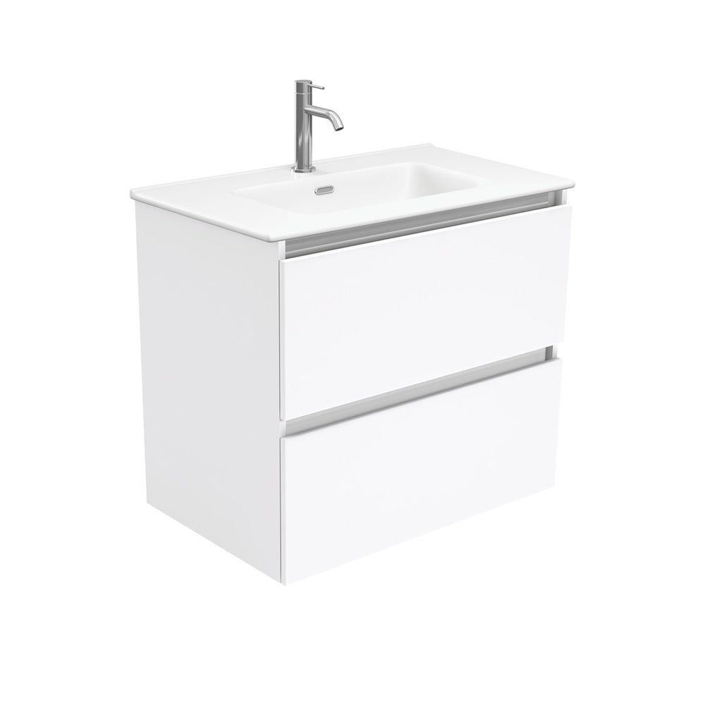 Fienza Joli Quest Wall Hung Vanity (1 Taphole) 750mm Matte White JOLM75Q