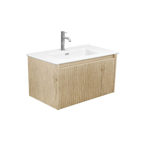 Fienza Joli Alina Wall Hung Vanity (1 Taphole) 750mm Matte White/Scandi Oak JOLM75RSC