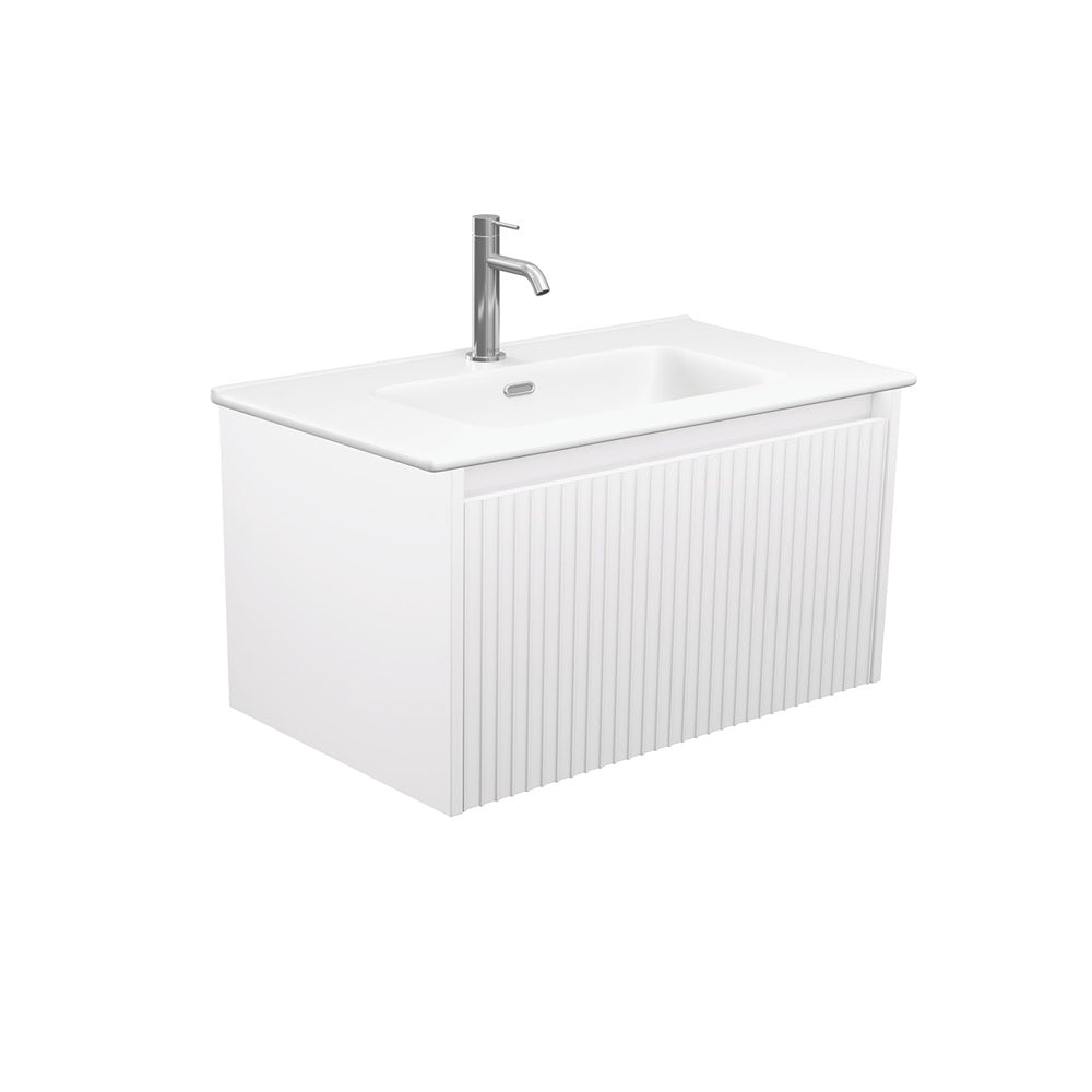 Fienza Joli Alina Wall Hung Vanity (1 Taphole) 750mm Matte White/Satin White JOLM75RW