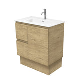 Fienza Joli Edge Vanity On Kickboard Left Drawers (1 Taphole) 750mm Matte White/ Scandi Oak JOLM75SKL