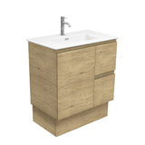 Fienza Joli Edge Vanity On Kickboard Right Drawers (1 Taphole) 750mm Matte White/Scandi Oak JOLM75SKR