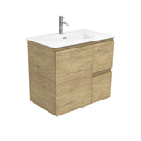 Fienza Joli Edge Wall Hung Vanity Right Drawers (1 Taphole) 750mm Matte White/Scandi Oak (1 Taphole) JOLM75SR