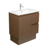 Fienza Joli Walnut Edge On Kickboard Vanity 750mm Right Drawers (1 Taphole) Walnut / Matte White Top JOLM75WAKR