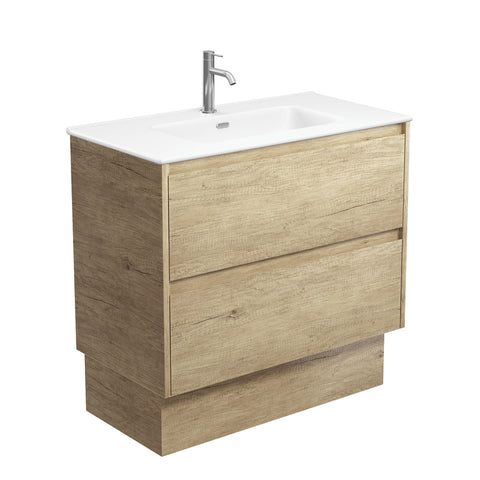 Fienza Joli Amato Scandi Oak Vanity On Kickboard (1 Taphole) 900mm Matte White JOLM90BSK
