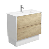 Fienza Joli Amato On Kickboard Vanity 900mm (1 Taphole) Scandi Oak / Matte White Top w/ Satin White Panels JOLM90BSWK