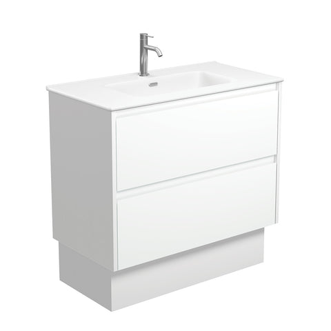 Fienza Joli Amato Satin White Vanity On Kickboard (1 Taphole) 900mm Matte White JOLM90BWK