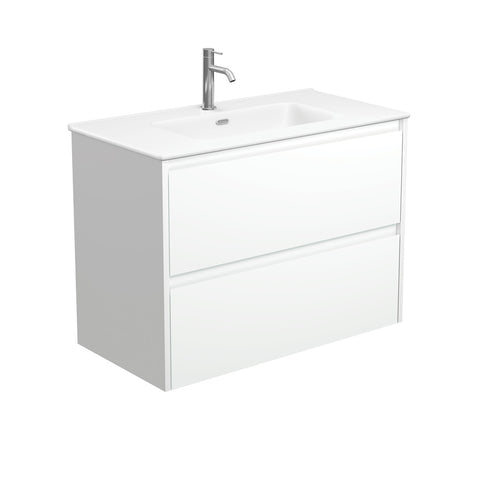 Fienza Joli Amato Satin White Vanity Wall Hung (1 Taphole) 900mm Matte White JOLM90BW