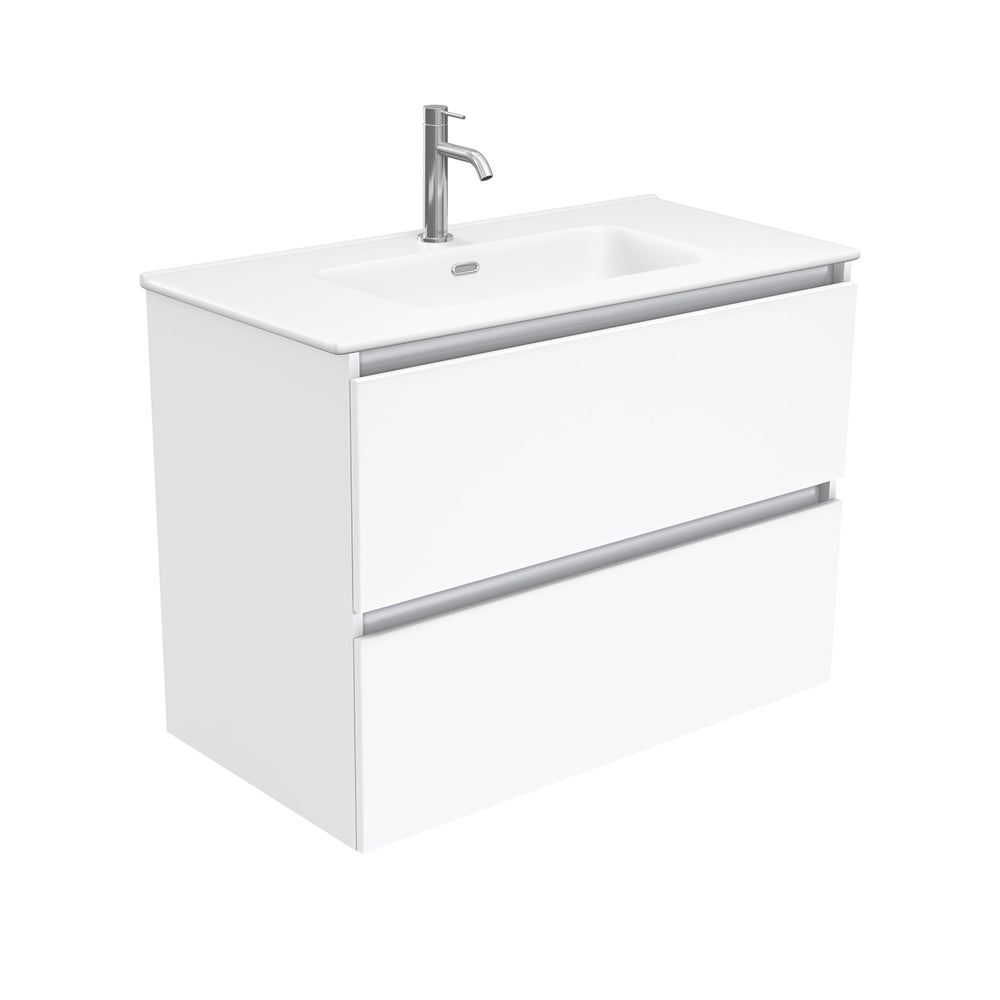 Fienza Joli Quest Wall Hung Vanity (1 Taphole) 900mm Matte White JOLM90Q