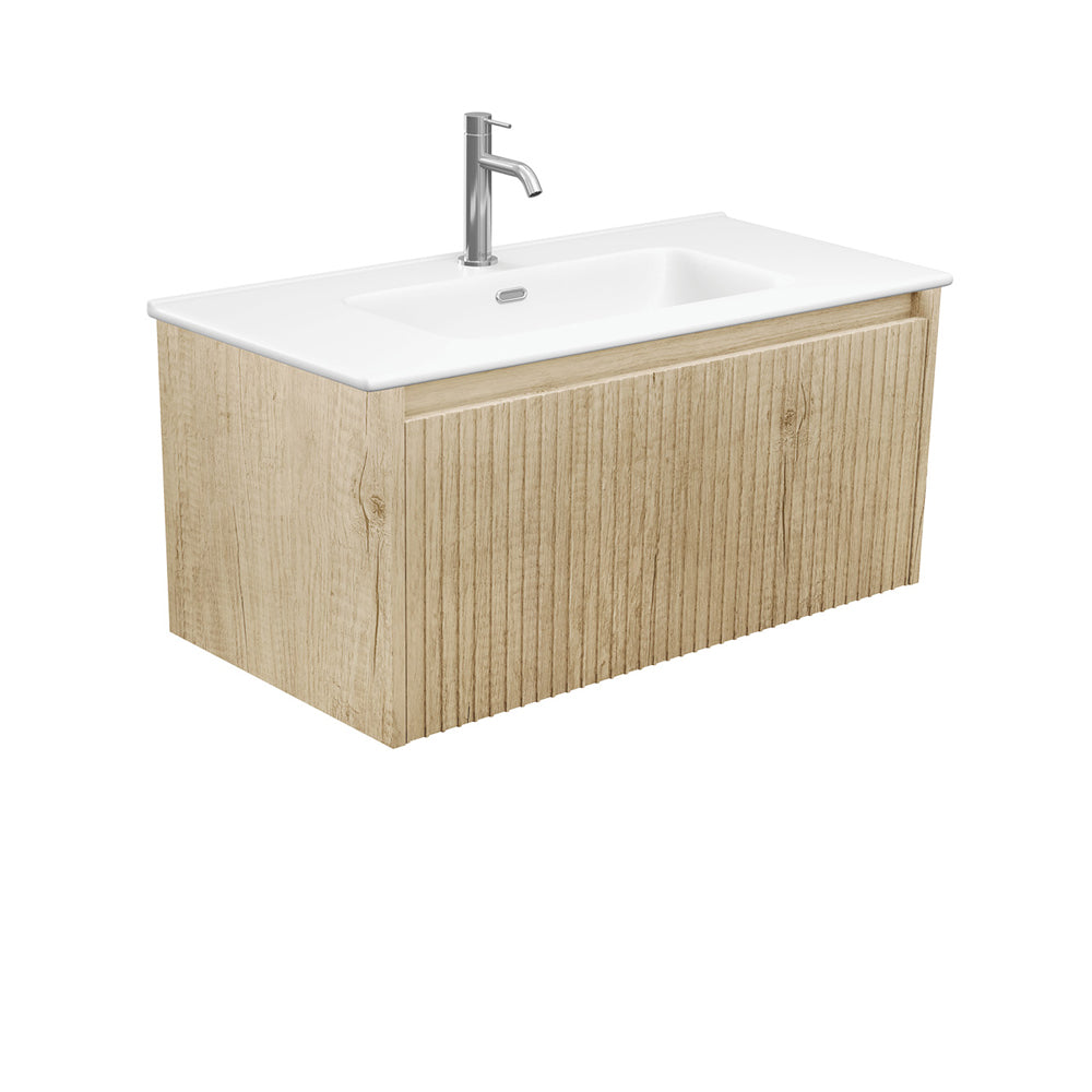 Fienza Joli Alina Scandi Oak Wall Hung Vanity 900mm Matte White JOLM90RSC