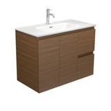 Fienza Joli Wall Hung Vanity 900mm (1 Taphole) Right Walnut / Matte White Top JOLM90WAR