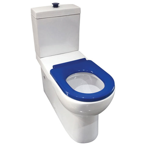 Fienza Stella Care Back to Wall Toilet Suite (P Trap) Top Inlet Gloss White & Blue Seat K006P-1