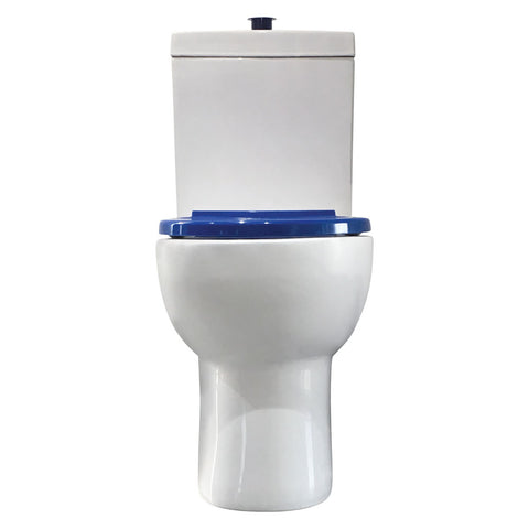 Fienza Stella Care Back to Wall Toilet Suite (P Trap) Top Inlet Gloss White & Blue Seat K006P-1