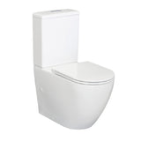 Fienza Alix Rimless Toilet Suite (S Trap) 160-220 Slim Seat & Geberit Cistern Gloss White K011GEB-2