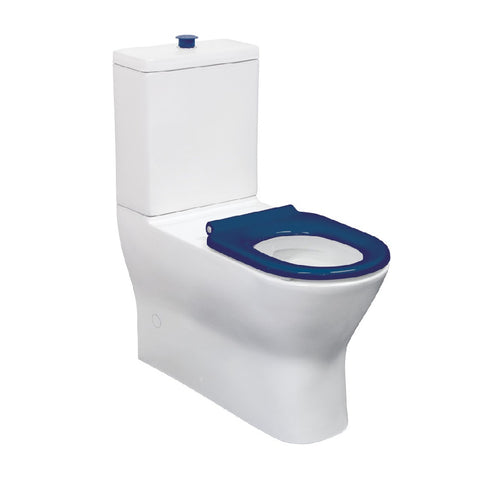 Fienza Delta Care Back to Wall Suite (P Trap) Blue Seat Gloss White K013P