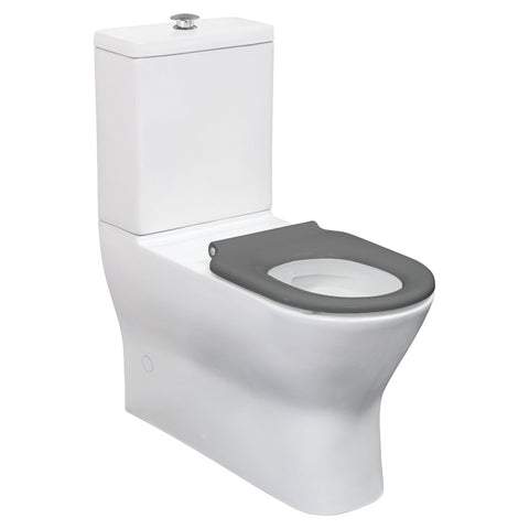 Fienza Delta Care Back to Wall Toilet Suite (S-Trap) 90-280 Grey Seat - Grey Buttons - Gloss White K013GA-1