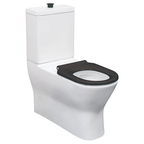 Fienza Delta Care Back to Wall Toilet Suite (S-Trap) 90-280 Matte Black Seat - Matte Black Buttons - Gloss White K013MBA