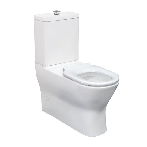 Fienza Delta Care Back to Wall Toilet Suite (P-Trap) White Seat - Chrome Buttons - Gloss White K013WP