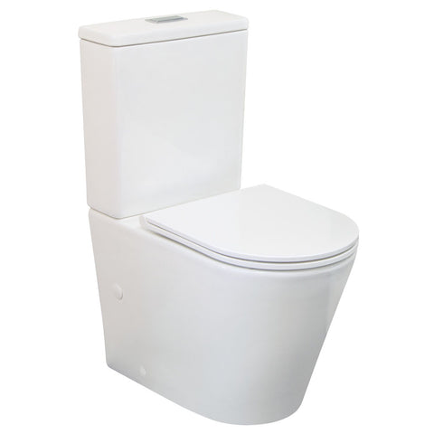 Fienza Isabella Rimless Toilet Suite Slim Seat (S Trap) 160-230 Gloss White K014B-2