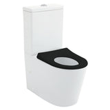 Fienza Isabella Junior Tornado Back To Wall Rimless Toilet Pan w/ Anti Vandal S Trap 160-230mm Gloss White w/ Gloss Black Seat K015GBB-2