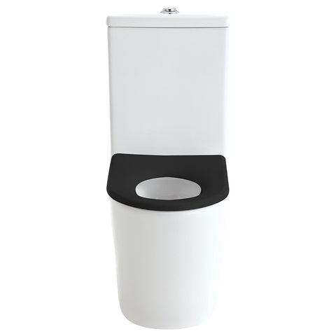 Fienza Isabella Junior Tornado Back To Wall Rimless Toilet Pan w/ Anti Vandal S Trap 90-160mm Gloss White w/ Gloss Black Seat K015GBA-2