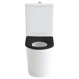 Fienza Isabella Junior Tornado Back To Wall Rimless Toilet Pan w/ Anti Vandal S Trap 160-230mm Gloss White w/ Gloss Black Seat K015GBB-2