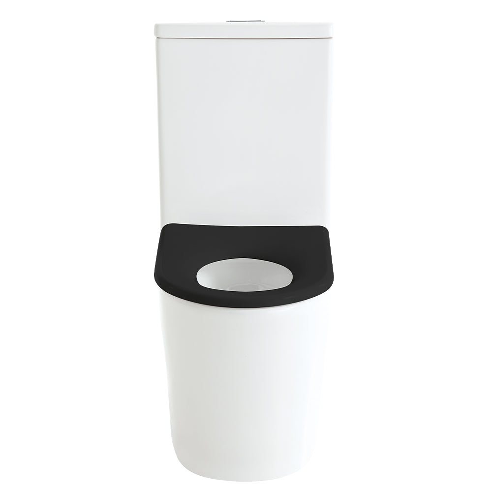 Fienza Isabella Junior Tornado Back To Wall Rimless Toilet Pan S Trap 160-230mm Gloss White w/ Gloss Black Seat K015GBB