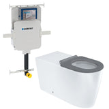 Fienza Isabella Care Wall Faced Toilet Suite (P Trap) Grey Seat - Geberit Sigma Cistern (No Button) - Gloss White K016G-GE