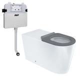 Fienza Isabella Care Wall Faced Toilet Suite (S Trap) Grey Seat - R&T Cistern w/ Care Flush Button - Gloss White K016GA-R&T