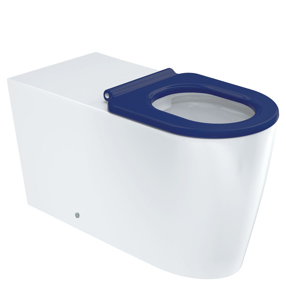 Fienza Isabella Care Wall Faced Toilet Suite (S Trap) Viega V-01 Cistern (No Button) Gloss White Blue Seat K016A-V1