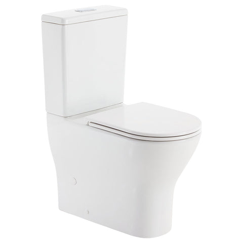 Fienza Tono Rimless Tornado Back to Wall Toilet Suite (S Trap) 90-160 Slim Seat Gloss White K028A-2