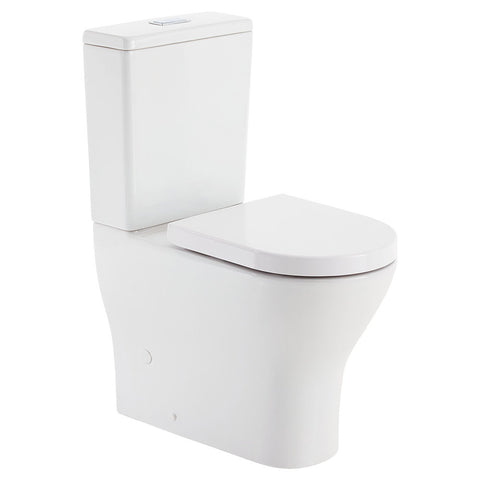 Fienza Tono Rimless Tornado Back to Wall Toilet Suite (S Trap) 90-160 Thick Seat Gloss White K028A