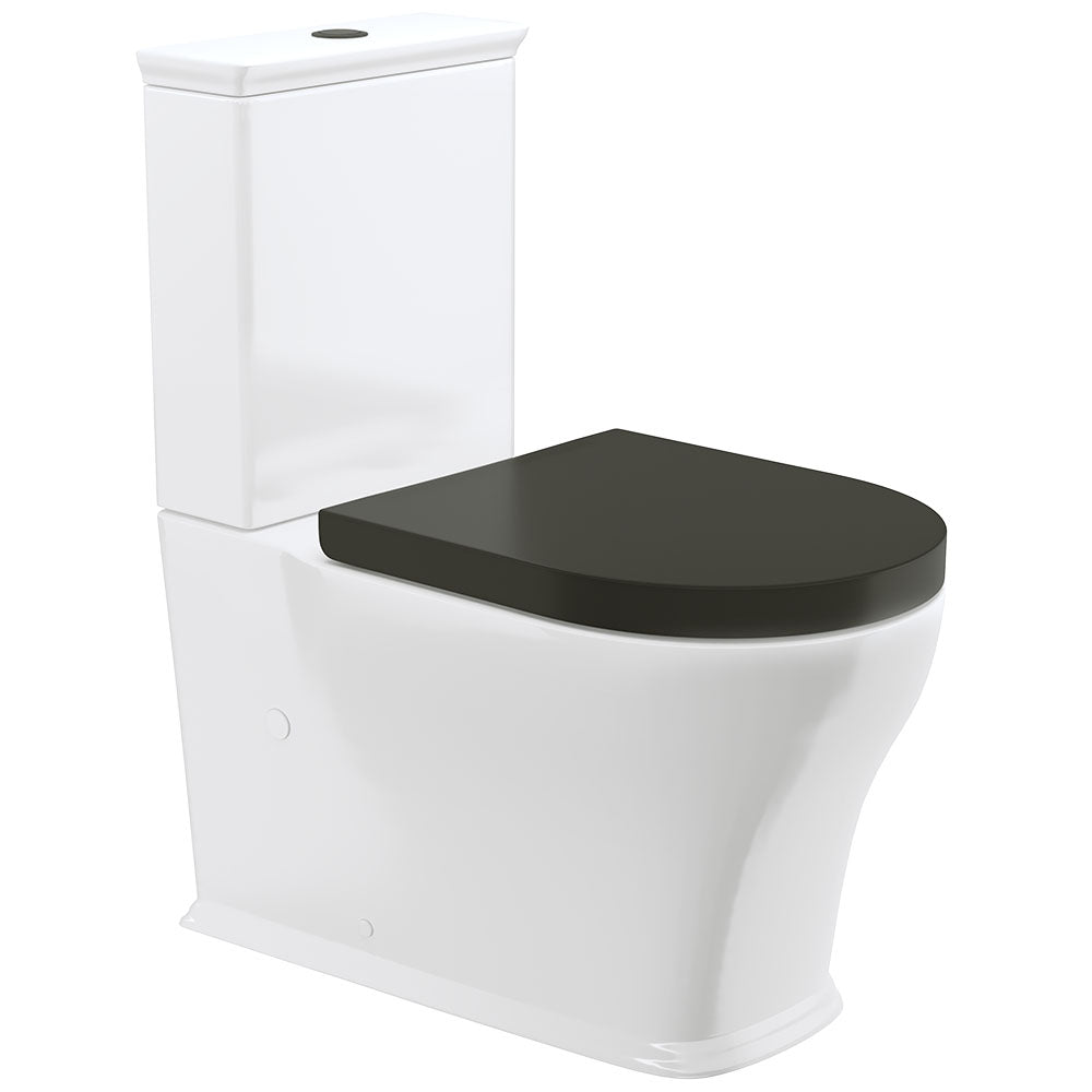 Fienza Lillian Tornado Back To Wall S Trap 160-230mm R&T Flush Gloss White w/ Gloss Black Seat K031GBB